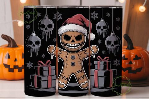 Creepy Gingerbread Xmas Tumbler Wrap Sublimation PixelChick 