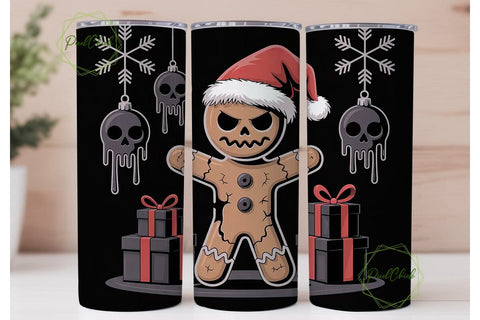 Creepy Gingerbread Xmas Tumbler Wrap Sublimation PixelChick 