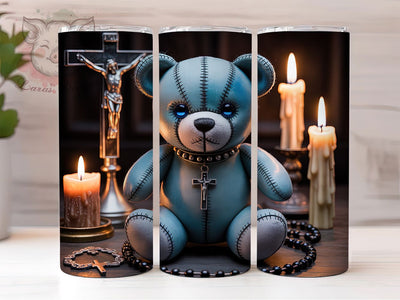 Creepy Gothic Teddy Bear Halloween Tumbler, Creepy Bear Wrap, Dark Cute Design, 20Oz Skinny Tumbler, Teddy Bear Sublimation, Spooky Plush Drinkware, Haunted Toy Tumbler Sublimation Lara' s Designs 