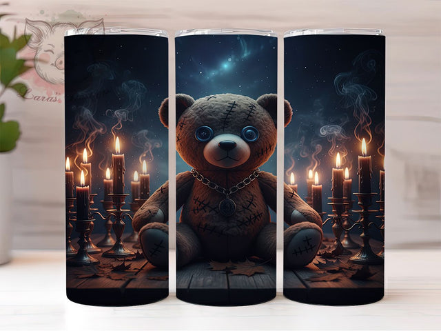 Creepy Gothic Teddy Bear Halloween Tumbler, Creepy Bear Wrap, Dark Cute Design, 20Oz Skinny Tumbler, Teddy Bear Sublimation, Spooky Plush Drinkware, Haunted Toy Tumbler Sublimation Lara' s Designs 