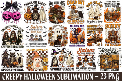 Creepy Halloween Sublimation Bundle Png Sublimation designartist 