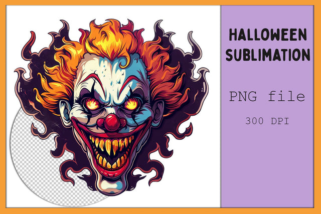 Creepy halloween sublimation with horror clown png, Scary face Sublimation AnastasiyaArtDesign 
