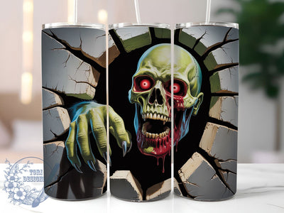 Creepy Halloween Zombie Tumbler Wrap, Scary Horror Tumbler Wrap, 20Oz Skinny Tumbler Wrap, Spooky Zombie Sublimation, Creepy Halloween Drinkware, Undead Horror Tumbler, Haunted Season Wrap Sublimation ToriDesigns 