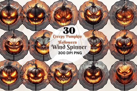 Creepy Pumpkin Halloween Wind Spinner Sublimation Bundle Sublimation Regulrcrative 