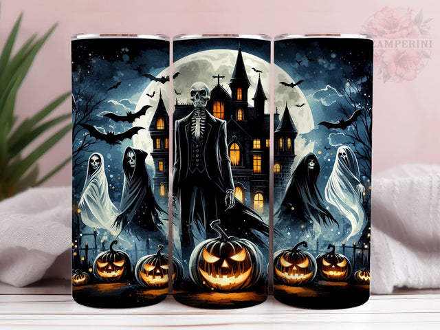 Creepy Spooky Pumpkins Haunted House 20oz Tumbler Wrap PNG, Spooky Fall Tumbler Png, Straight & Tapered Tumbler Wrap, Instant Digital Download Sublimation Li Zamperini 