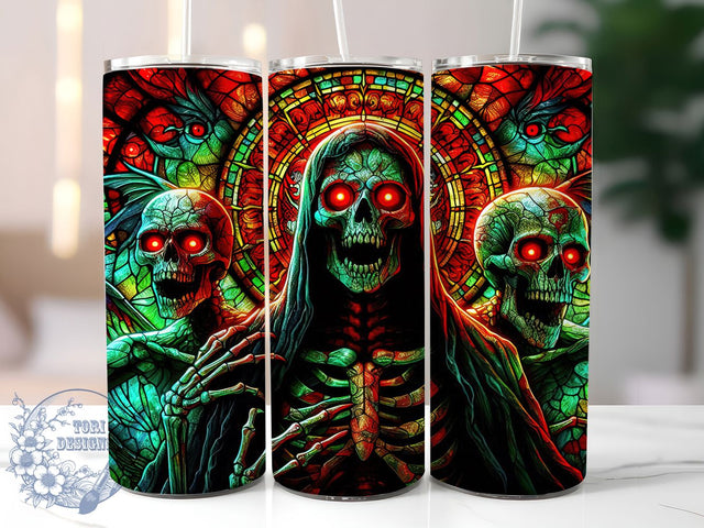 Creepy Zombie Skeleton Skull Tumbler, Skeleton Wrap Design, 20Oz Skinny Tumbler, Spooky Sublimation Wrap, Horror Skull Tumbler, Creepy Halloween Design, Undead Zombie Wrap Sublimation ToriDesigns 