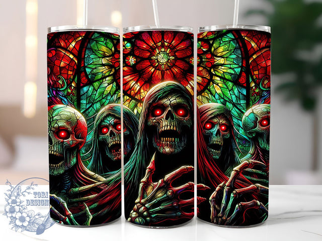 Creepy Zombie Skeleton Skull Tumbler, Skeleton Wrap Design, 20Oz Skinny Tumbler, Spooky Sublimation Wrap, Horror Skull Tumbler, Creepy Halloween Design, Undead Zombie Wrap Sublimation ToriDesigns 