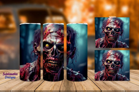 Creepy Zombie Tumbler Wrap 20 oz Sublimation Sublimatiz Designs 