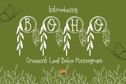 Crescent Leaf Boho Monogram Font Dm Letter Studio 