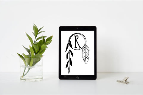 Crescent Leaf Boho Monogram Font Dm Letter Studio 