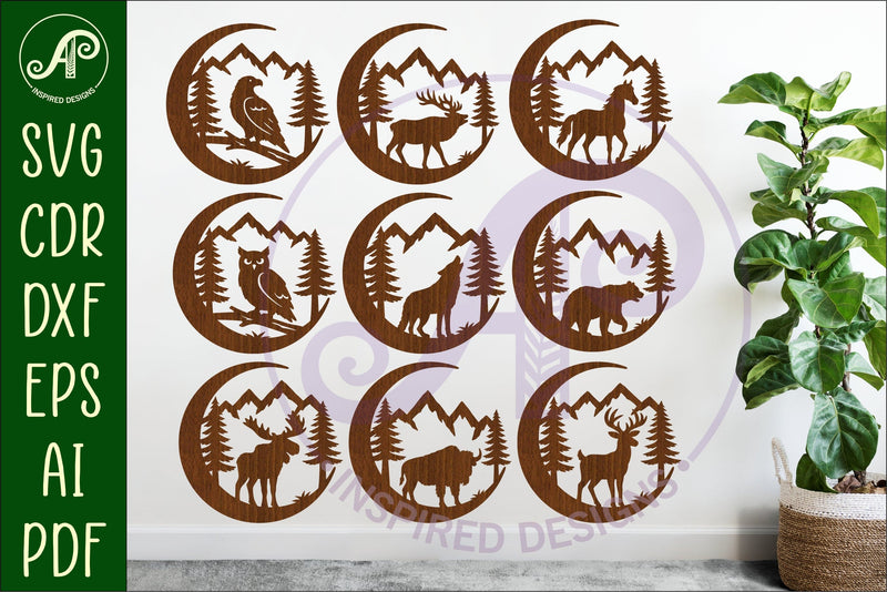 Crescent Moon animal wall sign Bundle SVG APInspireddesigns 