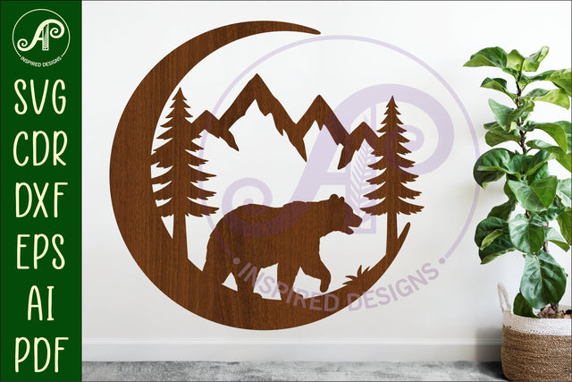 Crescent Moon Bear animal wall sign SVG APInspireddesigns 