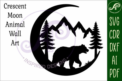 Crescent Moon Bear animal wall sign SVG APInspireddesigns 