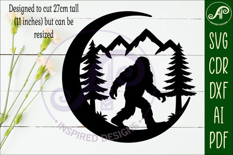 Crescent Moon Bigfoot animal wall sign SVG APInspireddesigns 