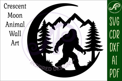 Crescent Moon Bigfoot animal wall sign SVG APInspireddesigns 