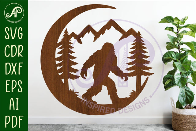 Crescent Moon Bigfoot animal wall sign SVG APInspireddesigns 