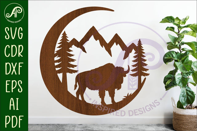 Crescent Moon Bison animal wall sign SVG APInspireddesigns 