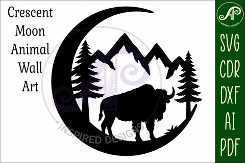 Crescent Moon Bison animal wall sign SVG APInspireddesigns 
