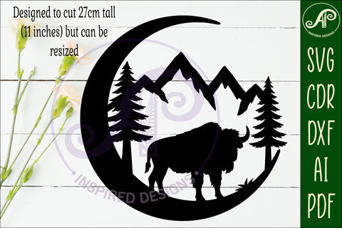 Crescent Moon Bison animal wall sign SVG APInspireddesigns 