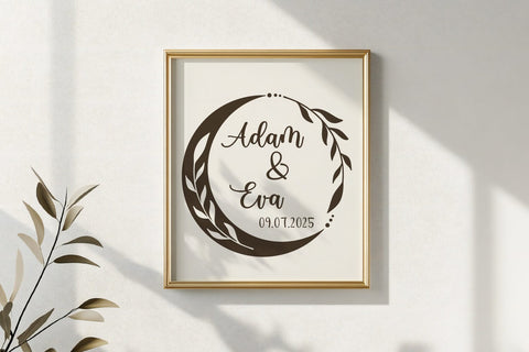 Crescent Moon Botanical Frame SVG | Celestial Wreath Cut File for Cricut & Silhouette SVG Tafti Art 