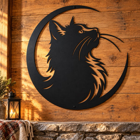 Crescent Moon Cat Laser SVG | Cat Moon Svg| Celestial Cat DXF | Cat Metal Wall Art | Witchy Cat Svg| Plasma Cut File | CNC Laser Cut Design SVG HappyDesignStudio 