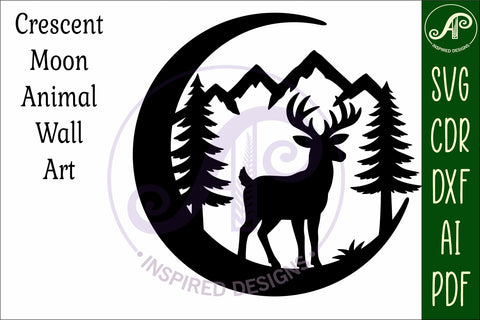 Crescent Moon Deer animal wall sign SVG APInspireddesigns 