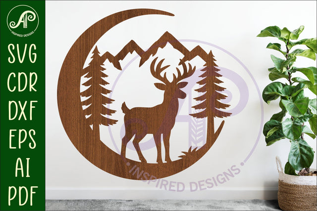 Crescent Moon Deer animal wall sign SVG APInspireddesigns 