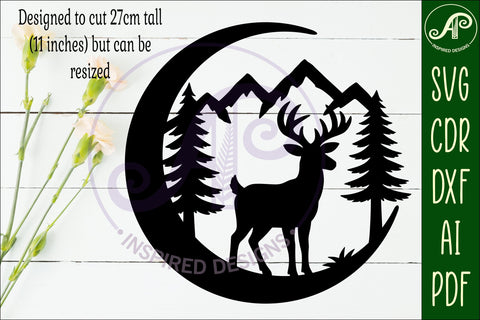 Crescent Moon Deer animal wall sign SVG APInspireddesigns 