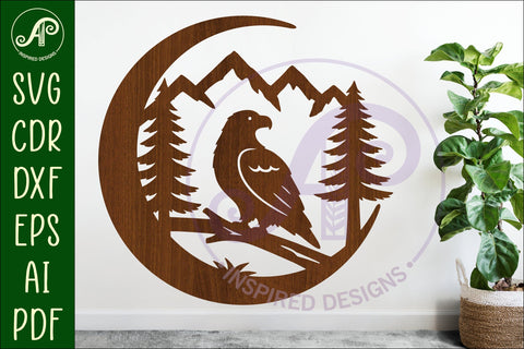 Crescent Moon Eagle animal wall sign SVG APInspireddesigns 