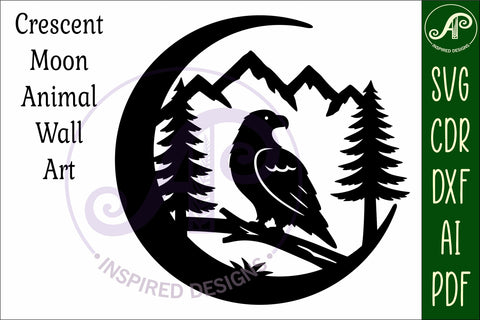 Crescent Moon Eagle animal wall sign SVG APInspireddesigns 