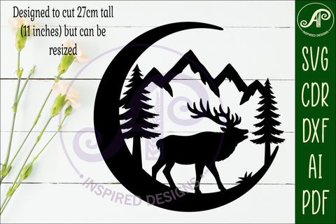 Crescent Moon Elk animal wall sign SVG APInspireddesigns 