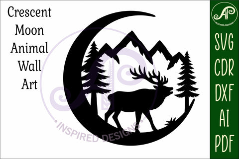 Crescent Moon Elk animal wall sign SVG APInspireddesigns 
