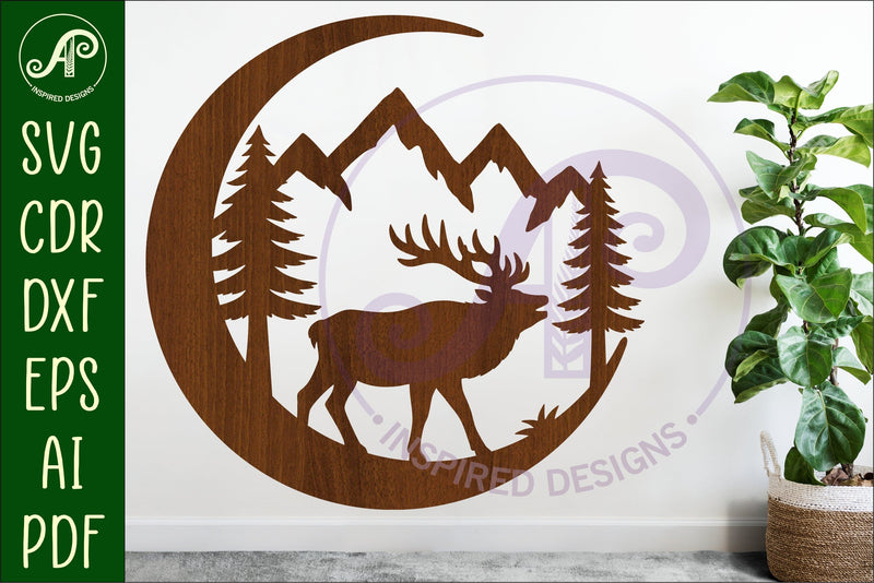 Crescent Moon Elk animal wall sign SVG APInspireddesigns 