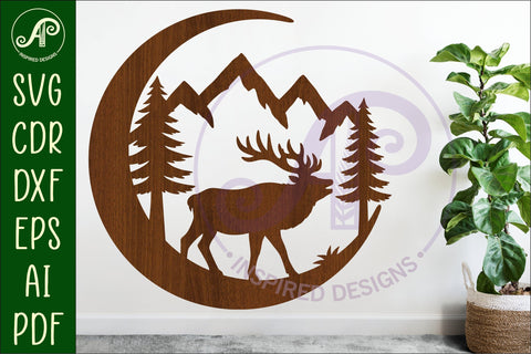 Crescent Moon Elk animal wall sign SVG APInspireddesigns 