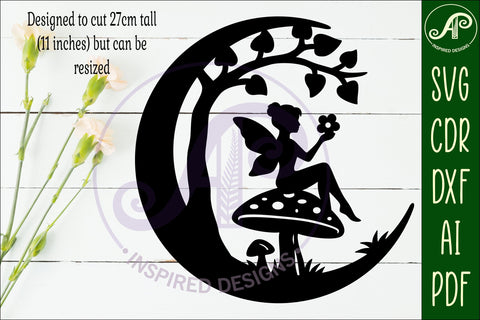Crescent Moon Fairy wall sign SVG APInspireddesigns 