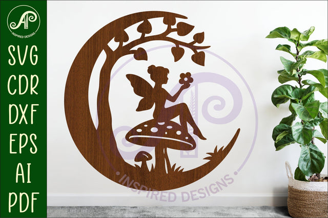 Crescent Moon Fairy wall sign SVG APInspireddesigns 