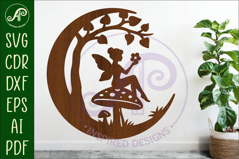 Crescent Moon Fairy wall sign SVG APInspireddesigns 
