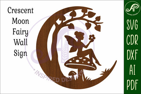 Crescent Moon Fairy wall sign SVG APInspireddesigns 