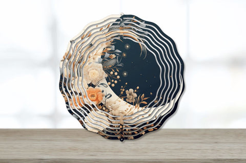 Crescent Moon Floral Art Wind Spinner Sublimation Bundle Sublimation Regulrcrative 