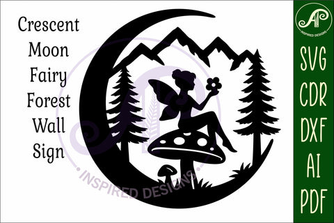 Crescent Moon Forest Fairy wall sign SVG APInspireddesigns 
