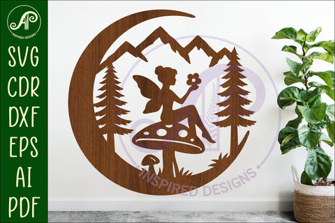 Crescent Moon Forest Fairy wall sign SVG APInspireddesigns 