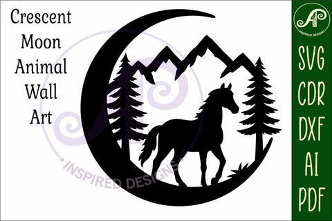 Crescent Moon Horse animal wall sign SVG APInspireddesigns 