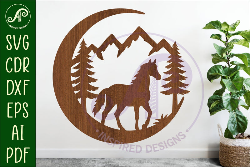 Crescent Moon Horse animal wall sign SVG APInspireddesigns 