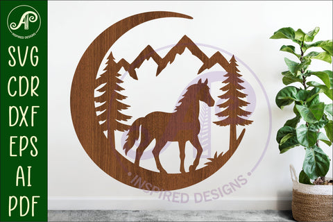 Crescent Moon Horse animal wall sign SVG APInspireddesigns 