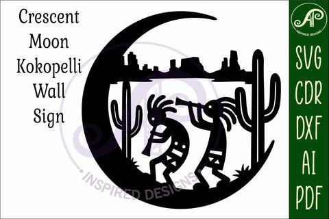 Crescent Moon Kokopelli Southwestern wall sign SVG APInspireddesigns 