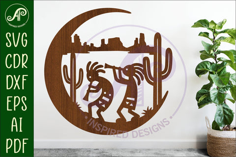 Crescent Moon Kokopelli Southwestern wall sign SVG APInspireddesigns 
