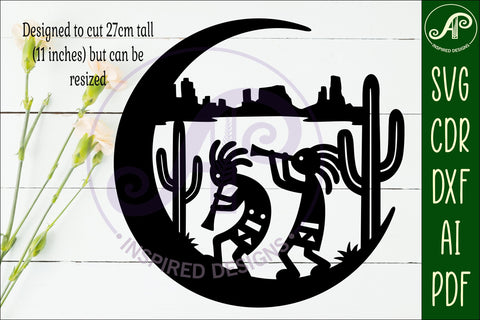 Crescent Moon Kokopelli Southwestern wall sign SVG APInspireddesigns 