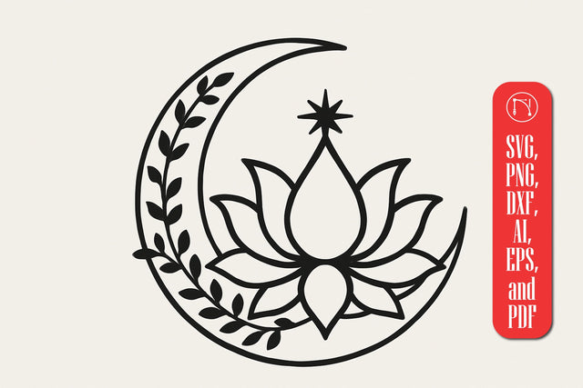 Crescent Moon & Lotus SVG cut file SVG MD JOYNAL ABDIN 