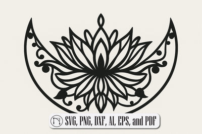 Crescent Moon & Lotus SVG cut file SVG MD JOYNAL ABDIN 