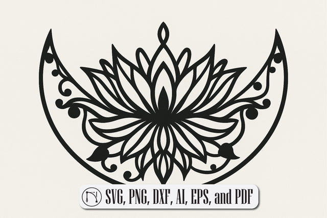 Crescent Moon & Lotus SVG cut file SVG MD JOYNAL ABDIN 